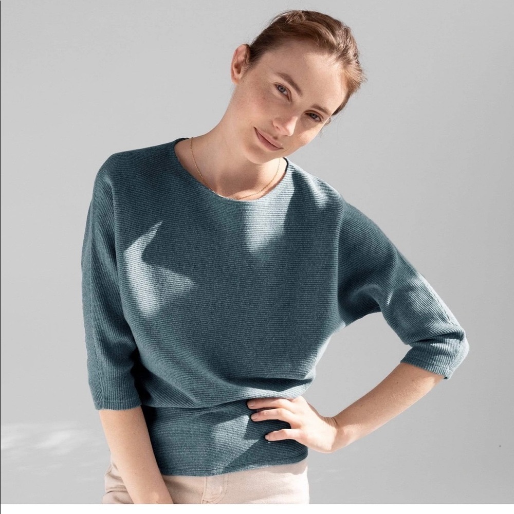 The Reset Ribbed Pullover, color Atlantic, size S/M